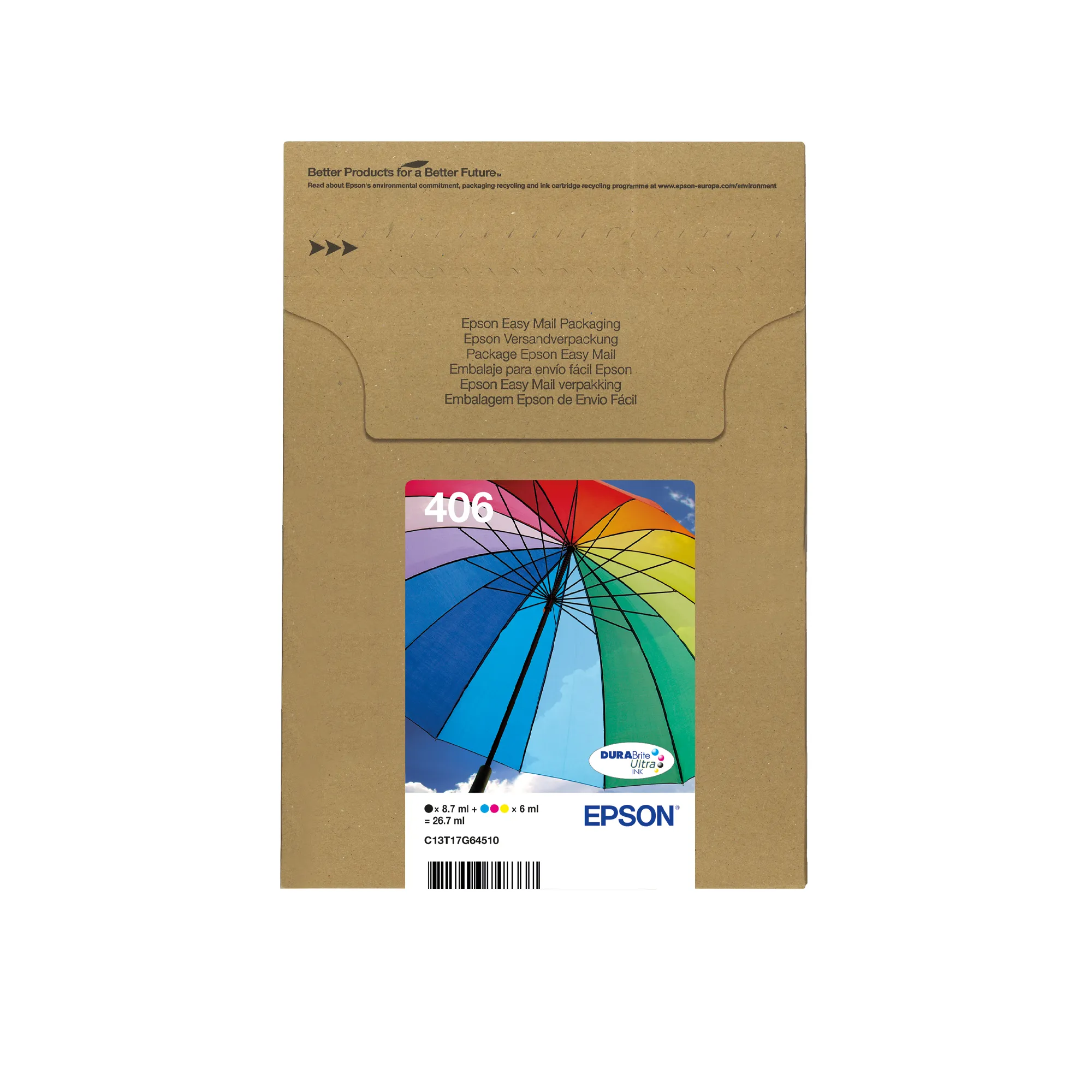 Epson 406 Umbrella -mustekasettipakkaus, musta/syaani/magenta/keltainen, 4 kpl