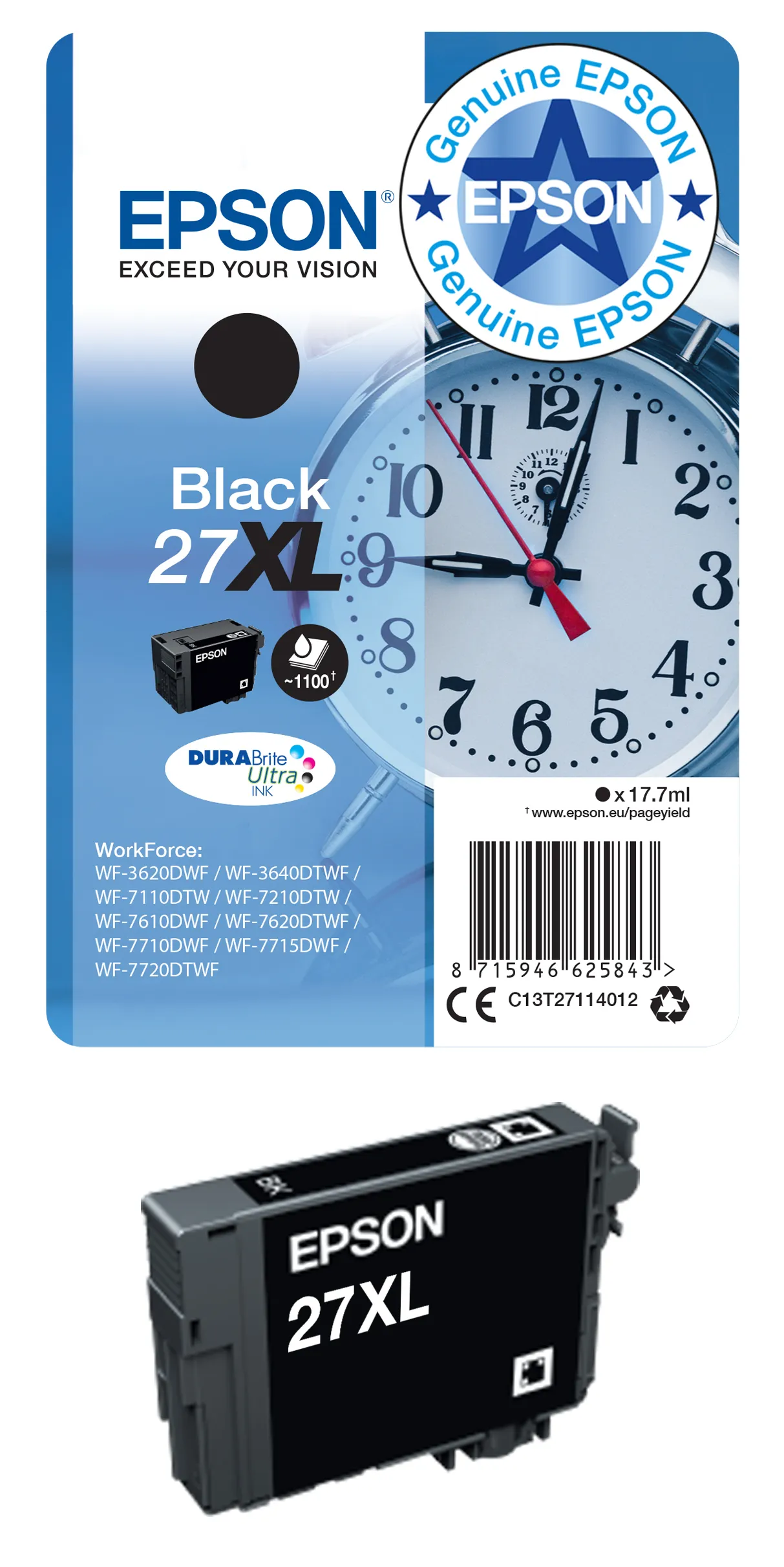 Epson 27XL bl&auml;ckpatron, 10.4 ml, magenta