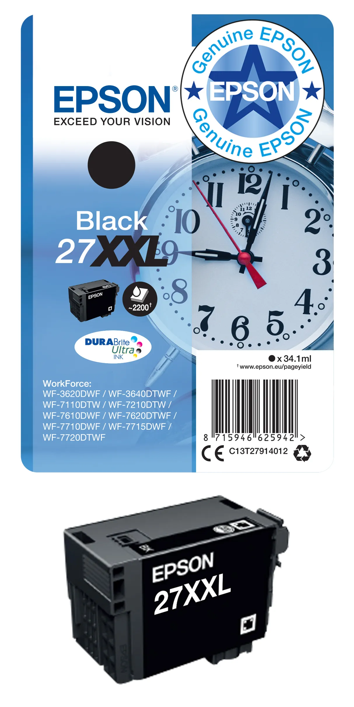 Epson 27XL bl&auml;ckpatron, 10.4 ml, magenta