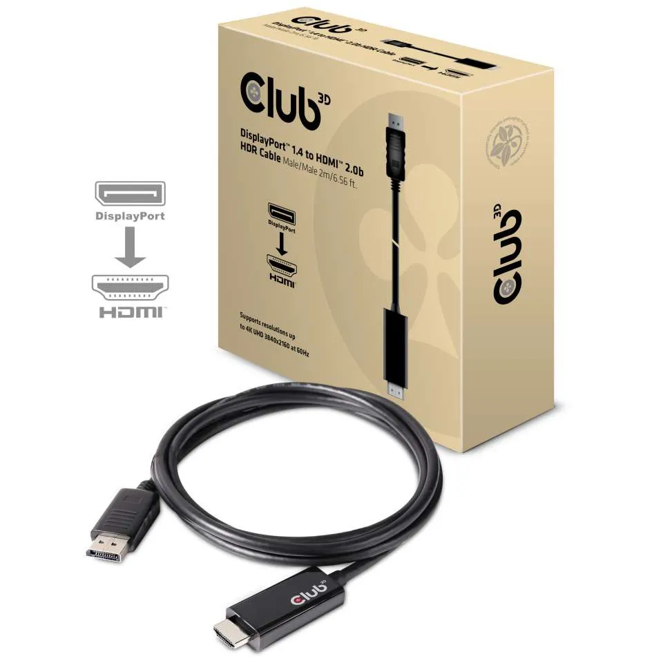 Club 3D DisplayPort 1.4 - HDMI 2.0b - adapter, Black, 2m