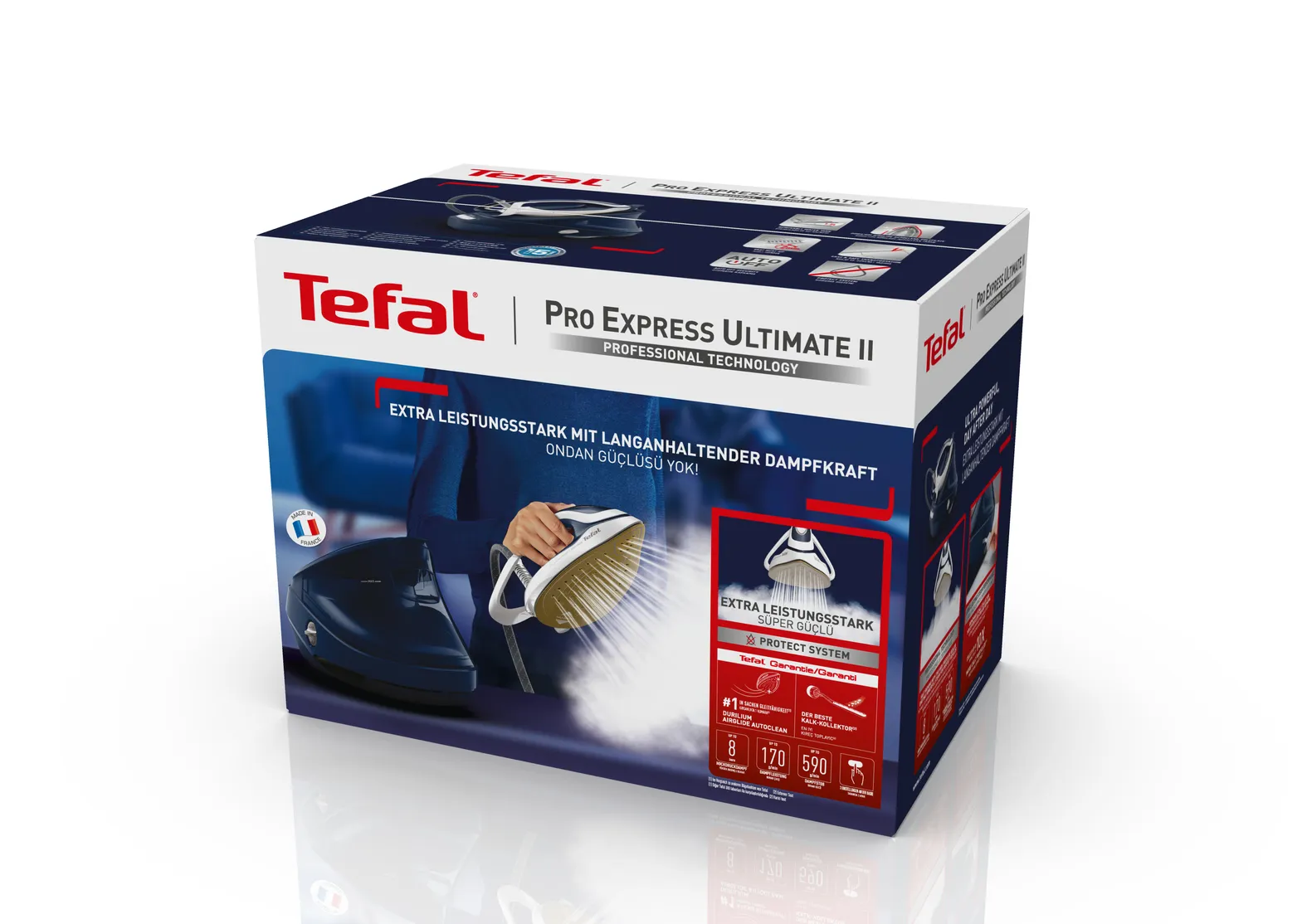 Tefal Pro Express Ultimate II GV9720 Steam Generator Iron, 3000W, 8 bar, 1.2L, Blue/White
