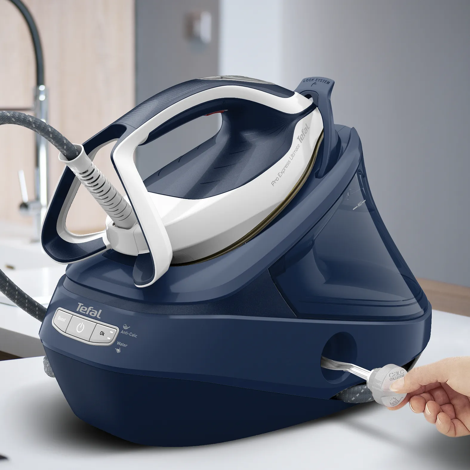 Tefal Pro Express Ultimate II GV9720 Steam Generator Iron, 3000W, 8 bar, 1.2L, Blue/White