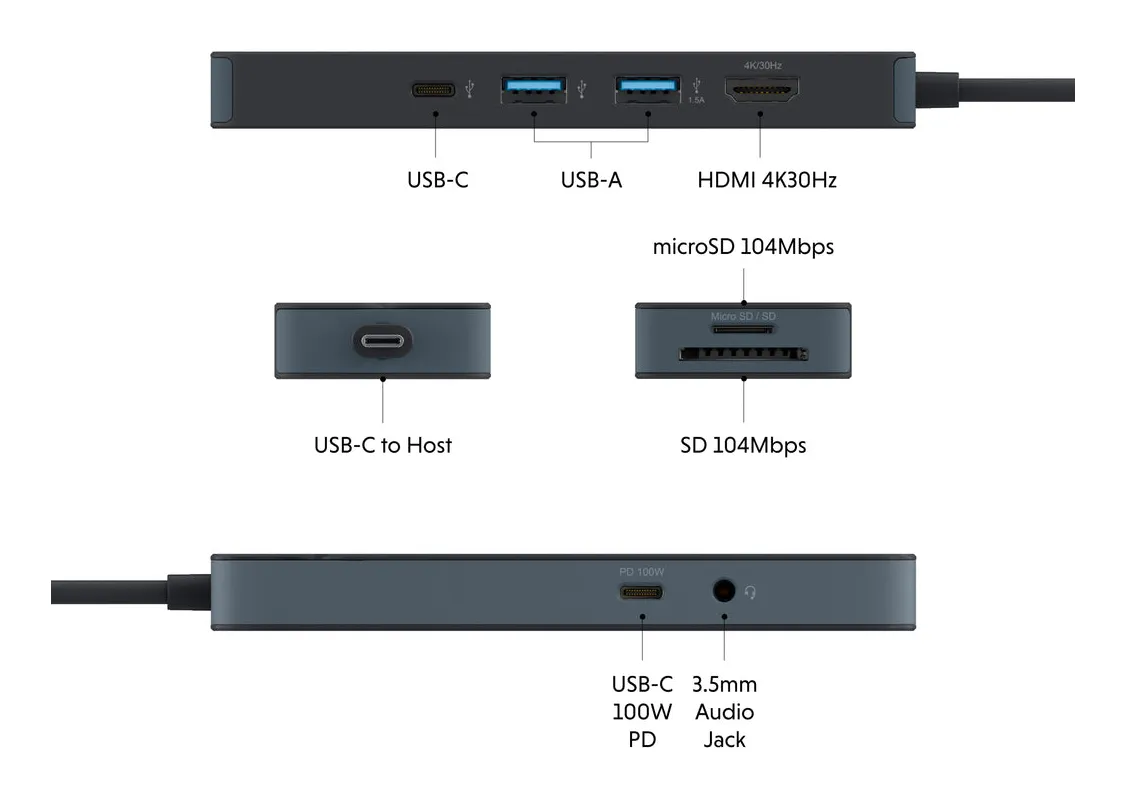 Hyper HyperDrive Flex 8 Port USB-C Hub Black