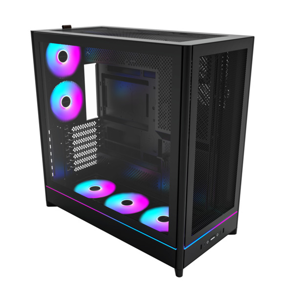Montech HS01 Pro Mesh, 5-tuuletinta -miditornikotelo, Musta