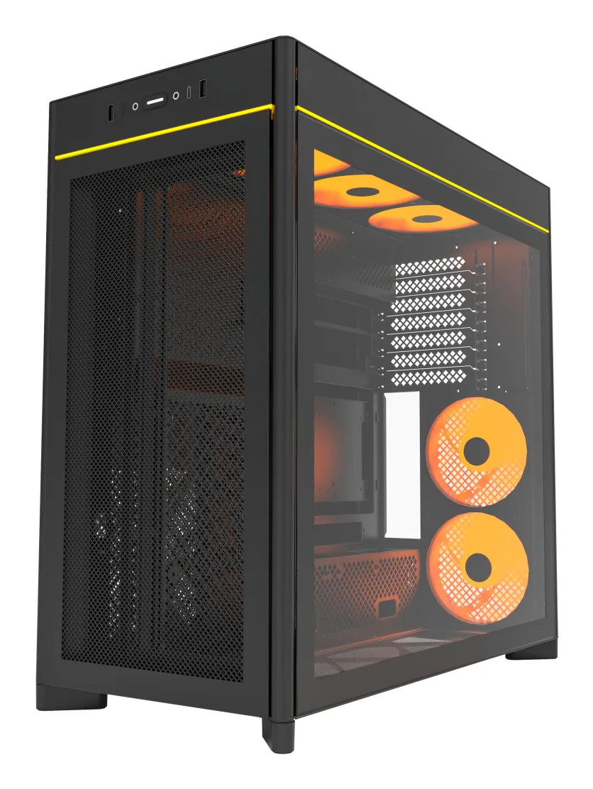 Montech HS01 Pro, Mesh, 5 Pre-installed fans - midi case, Black