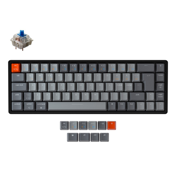 Keychron K6 65% Wireless Mechanical Gaming Keyboard, Gateron Blue, Black