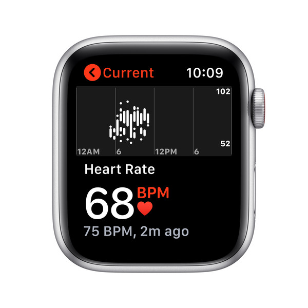 Apple Watch Nike SE GPS + Cellular, 44mm Silver Aluminium Case with Pure Platinum/Black Nike Sport Band - Regular