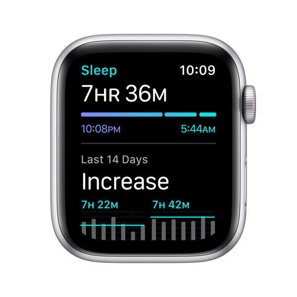 Apple Watch Nike SE GPS + Cellular, 44mm Silver Aluminium Case with Pure Platinum/Black Nike Sport Band - Regular