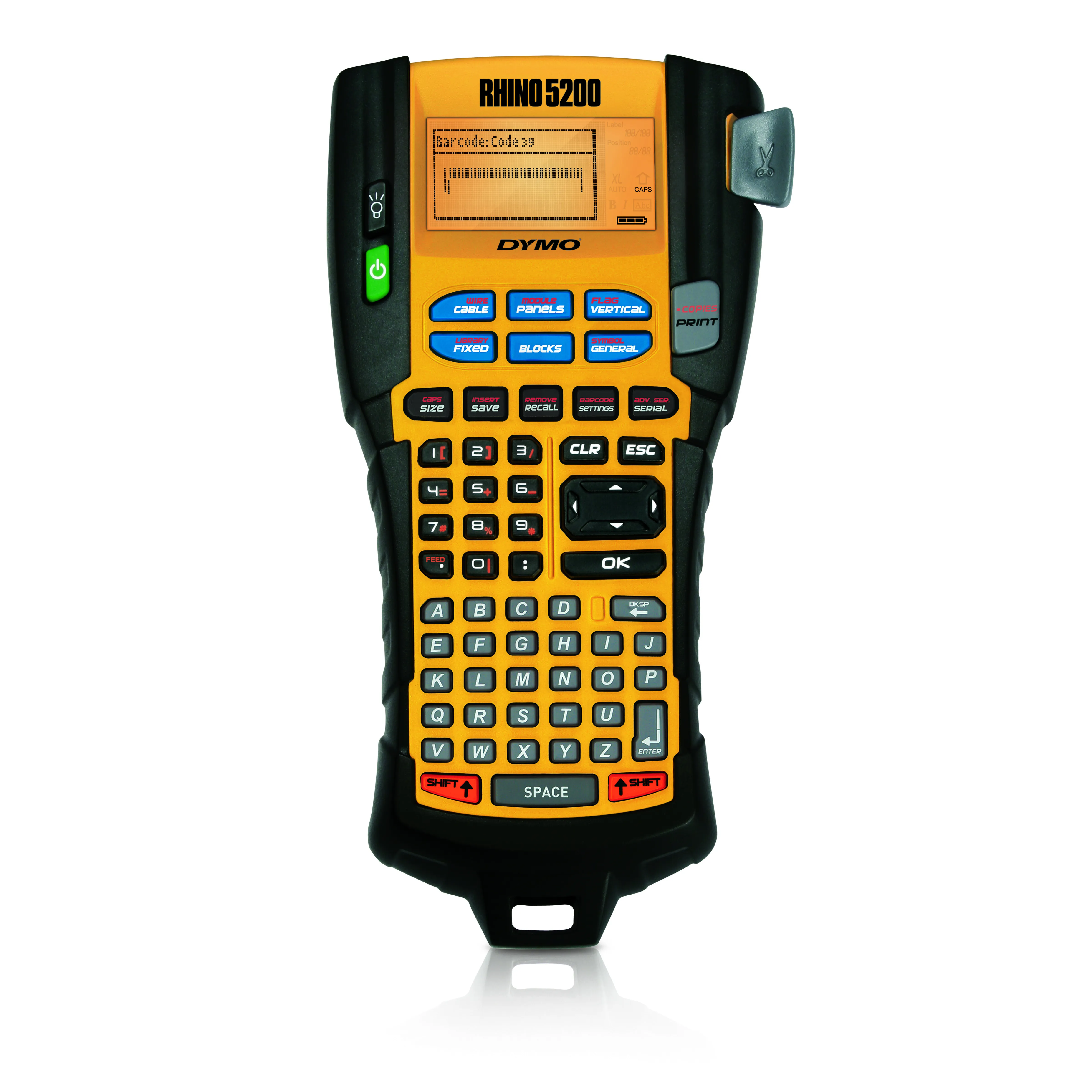DYMO Rhino Professional 5200 tarratulostin LCD-näyttö, musta/keltain
