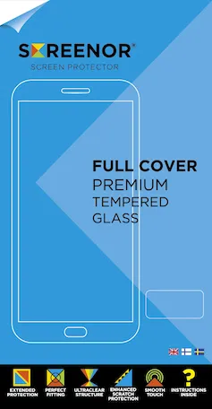 Screenor Tempered ull Cover, iPhone SE (2nd Gen) / 8 / 7 / 6 - Screen Protector, Black