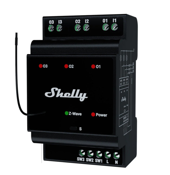 Shelly Wave Pro 3 LR -3-channel dry contact relay
