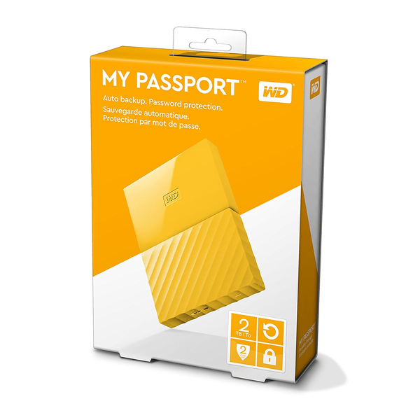 WD My Passport 2TB - External HDD, Yellow