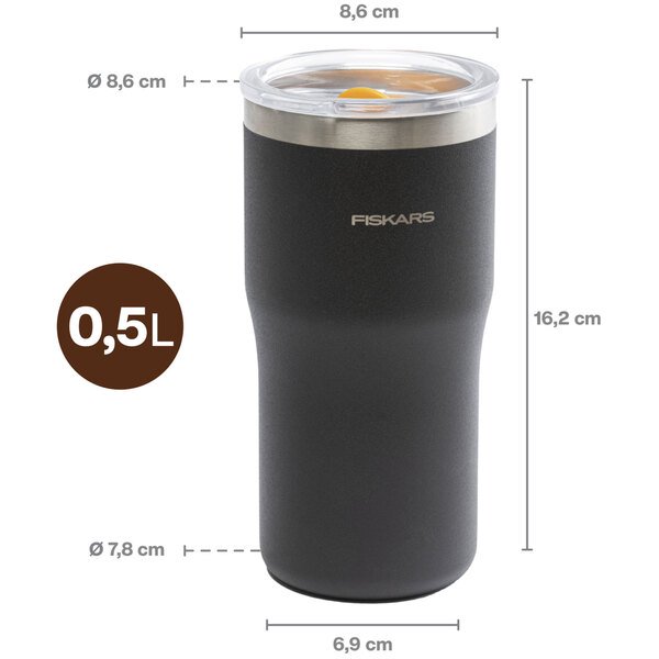 Fiskars On-the-Go termosmugg 0,5 liter svart