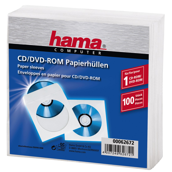 1x100 CD/DVD Paper Sleeves