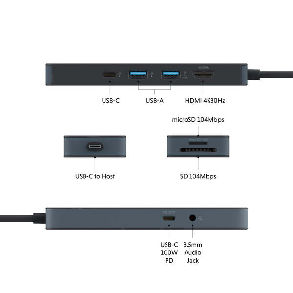 Hyper HyperDrive Flex 8 Port USB-C Hub Black