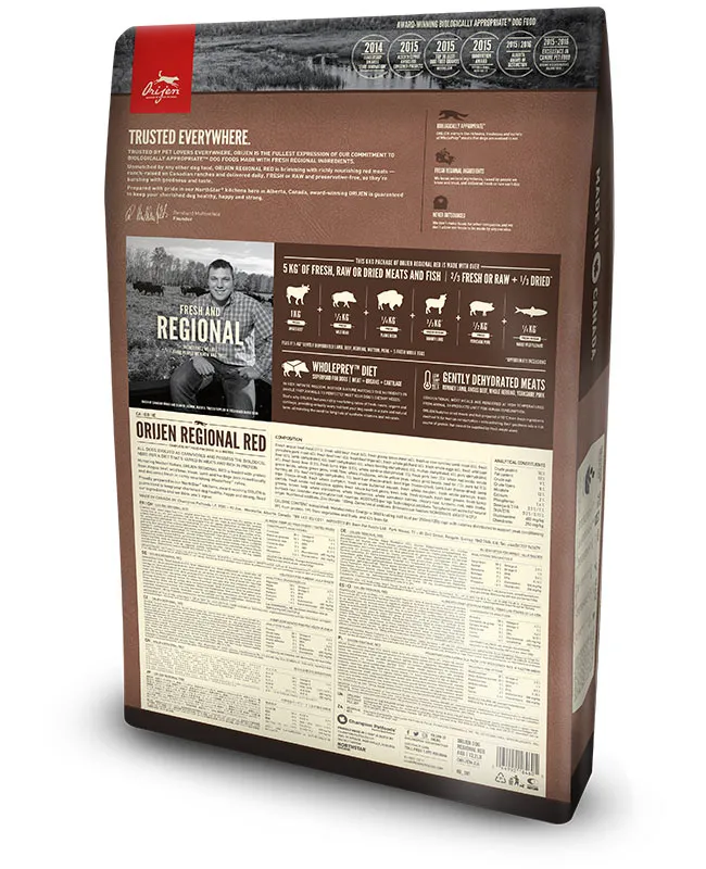 Orijen Regional Red, Dry food for dogs, Adult, Grain Free, 2kg