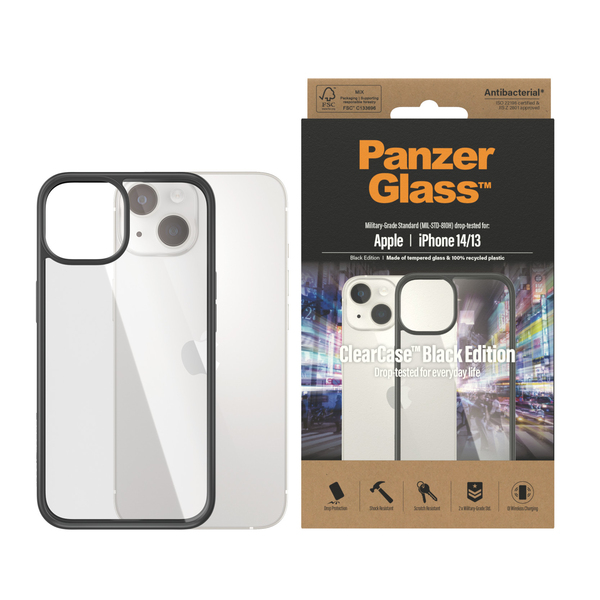 PanzerGlass iPhone 14 / 13 ClearCase skal, Svart Transparent