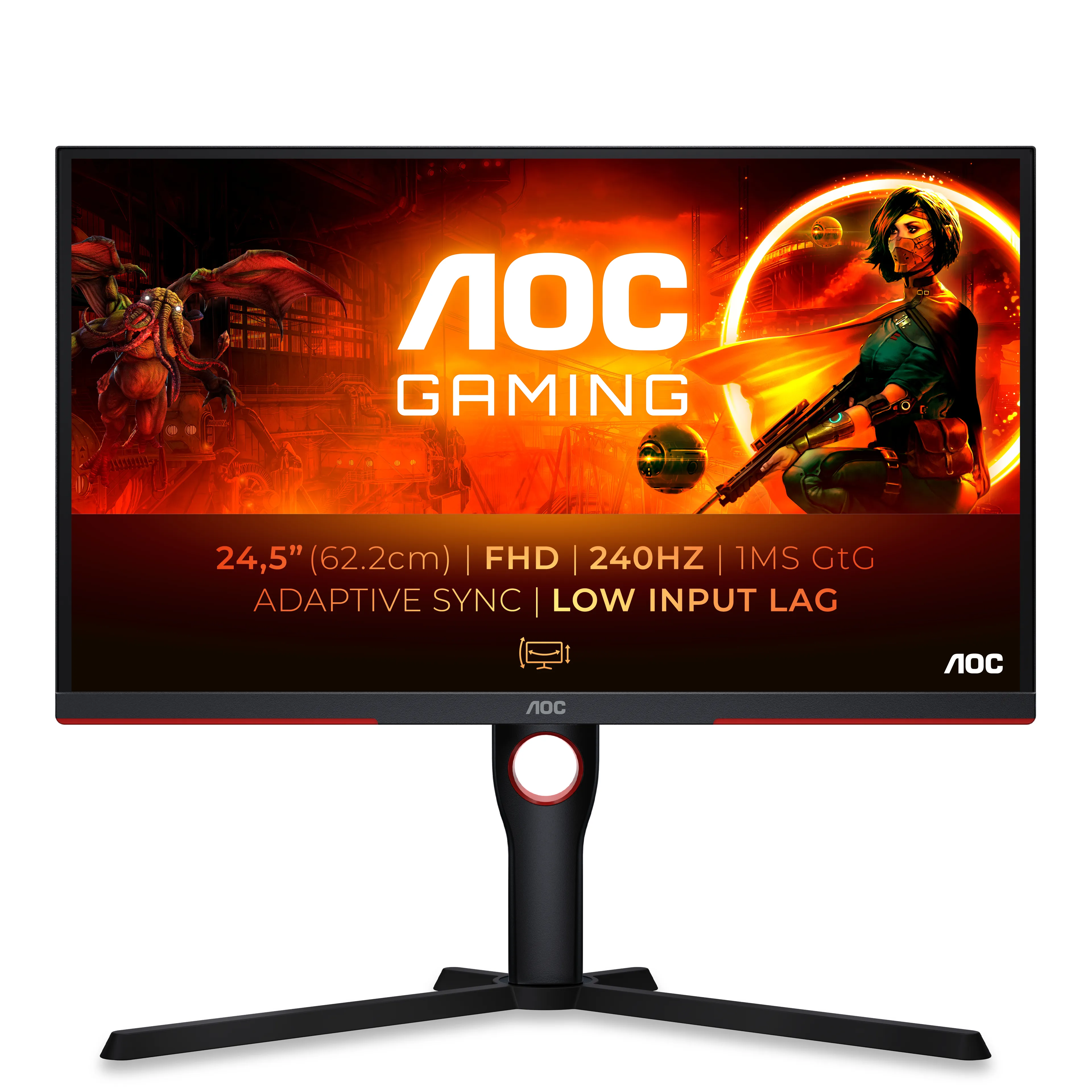 AOC 24.5&quot; 25G3ZM. Full HD, 1ms, 240 Hz, Premium FreeSync, VA -pelin&auml;ytt&ouml;