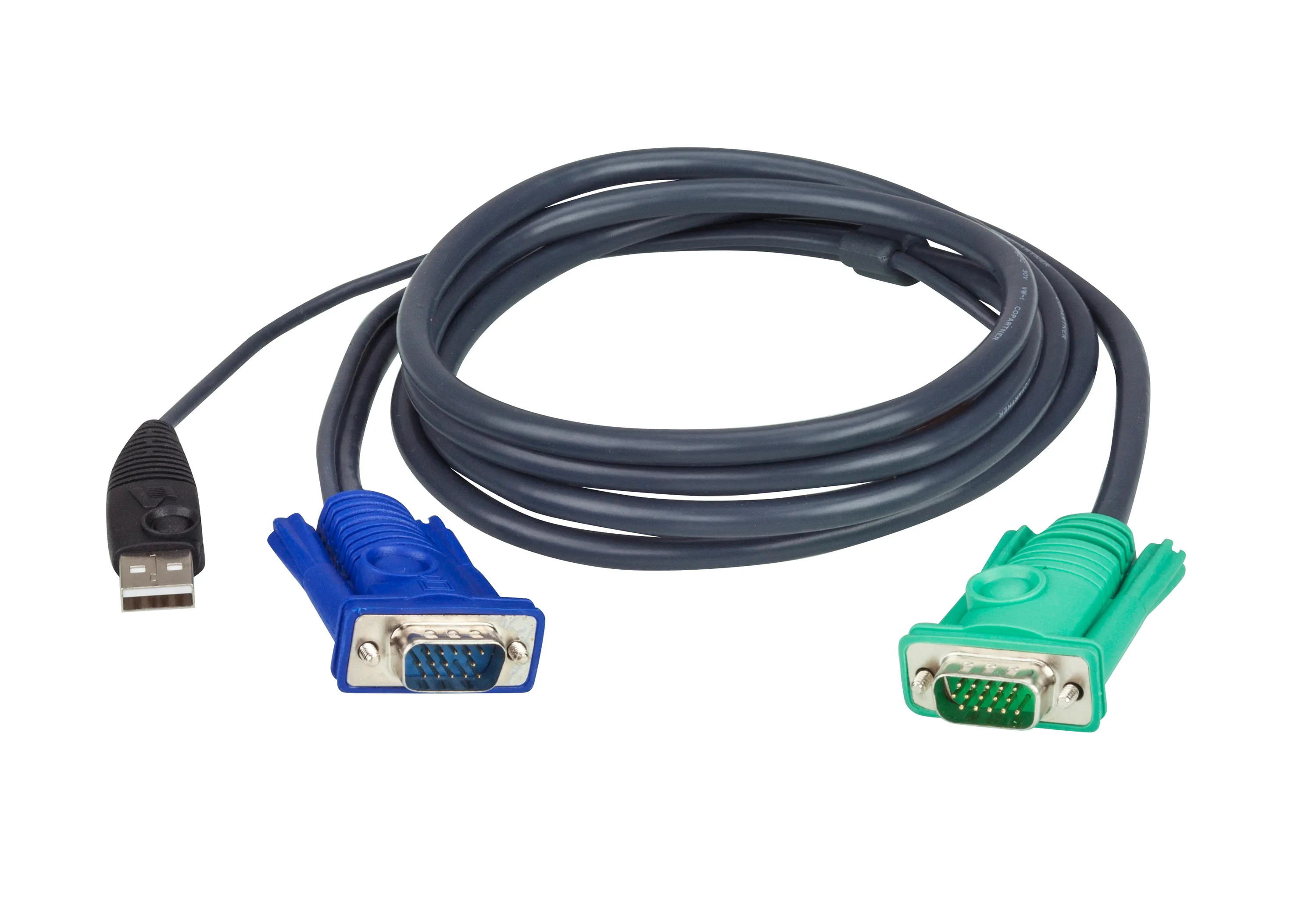 ATEN, KVM-kablage, SPHD15 ha till HD15 ha & USB Typ A ha, 1,2m