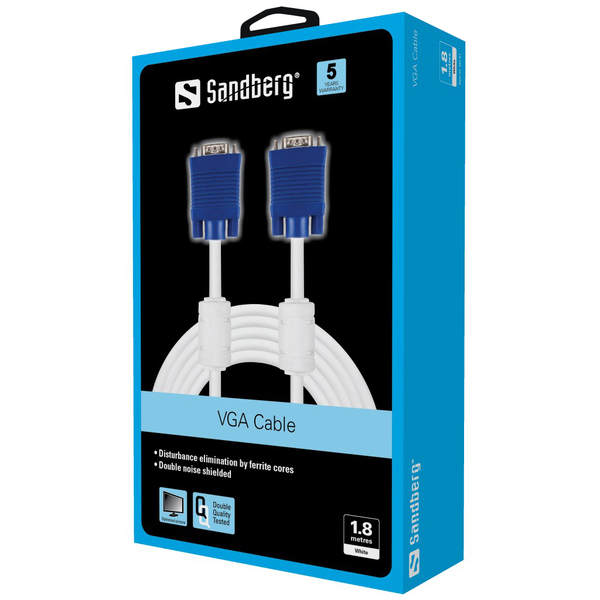 Sandberg VGA &ndash; VGA - cable, 1.8 m, White