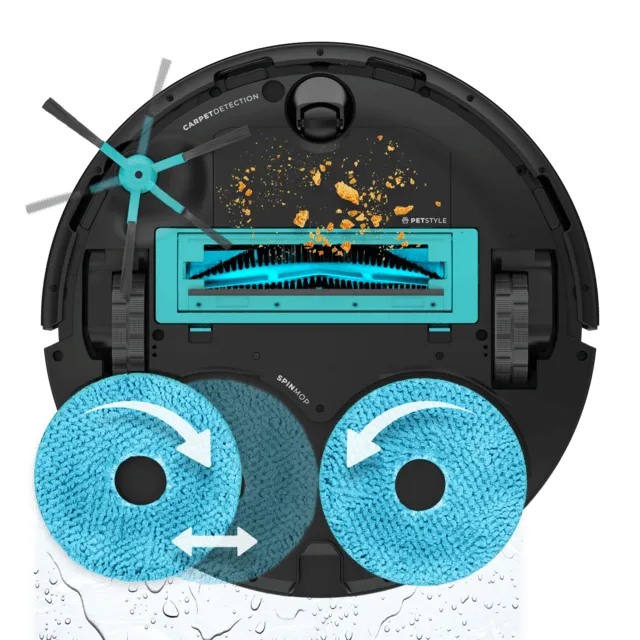 Cecotec Conga 20090 ProAI InfinitySoap Cut&amp;Spa Robot vacuum cleaner, Black, Silver