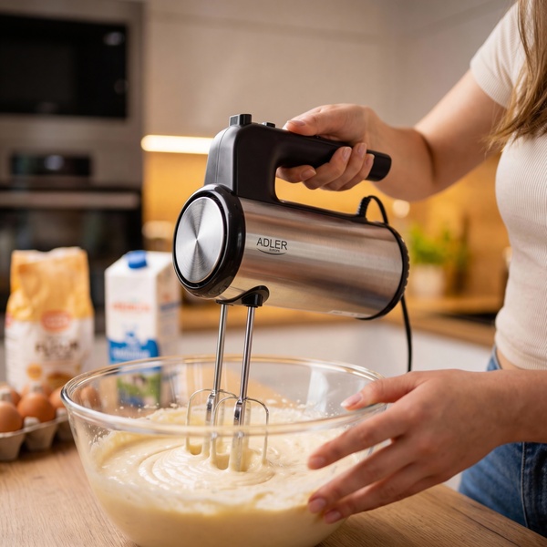 Adler AD 4232 900W Hand Mixer, Black, Stainless Steel