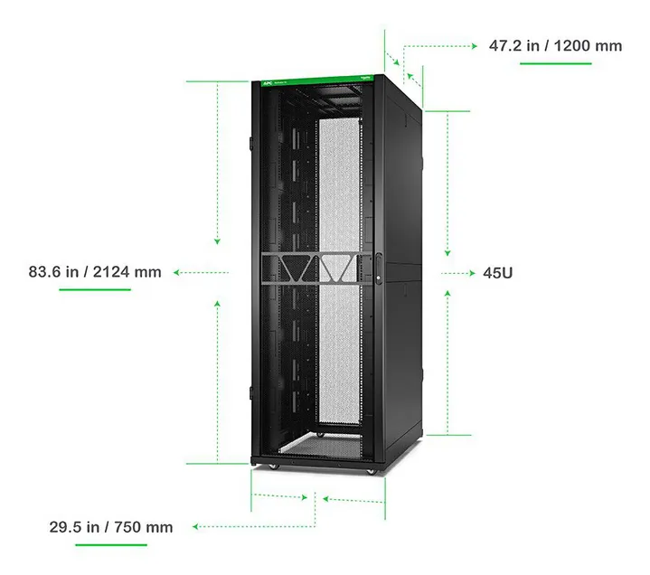 APC NetShelter SX Server Rack Gen 2 45U 2124H x 750W x 1200D mm w/ Sides Black