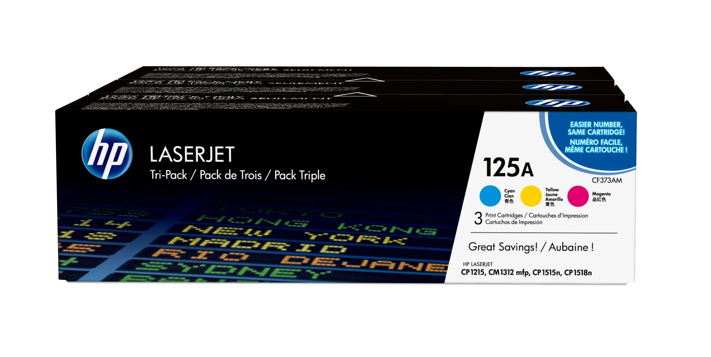 HP 125A CYM Tri-Pack LaserJet Toner Cartridge HP 125A CYM Tri-Pack LaserJet Toner Cartridge