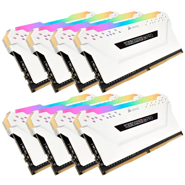 Corsair Vengeance RGB Pro 64 Gt (8 x 8 Gt) DDR4 3000MHz, CL15 -muisti, Valkoinen