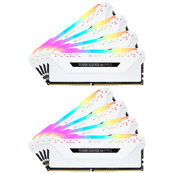 Corsair Vengeance RGB Pro 64 Gt (8 x 8 Gt) DDR4 3000MHz, CL15 -muisti, Valkoinen