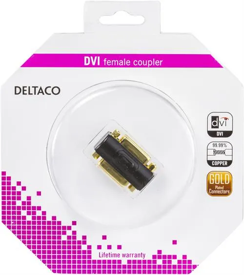 DELTACO DVI-sovitin Dual Link, DVI-I na-na, musta