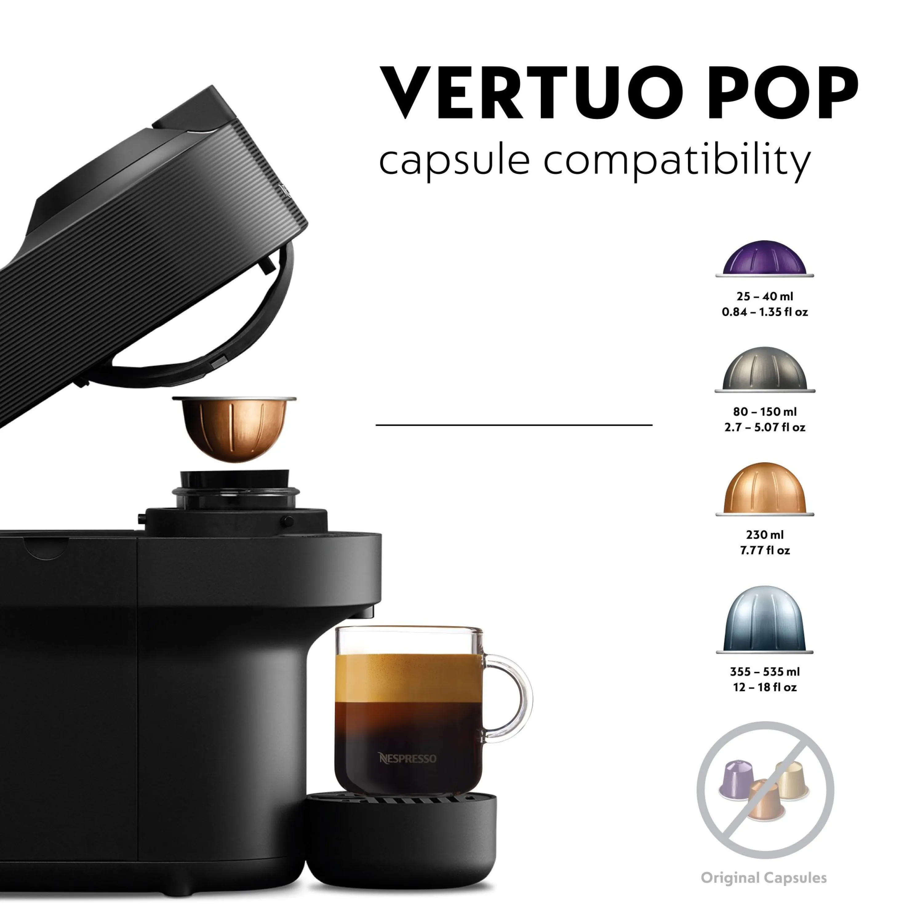 DeLonghi Kaffeemaschine Nespresso Vertuo Pop *schwarz*