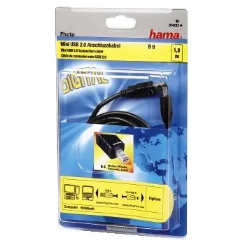 Hama USB-A – Mini-USB B6 - kabel, 1,8 m, Svart
