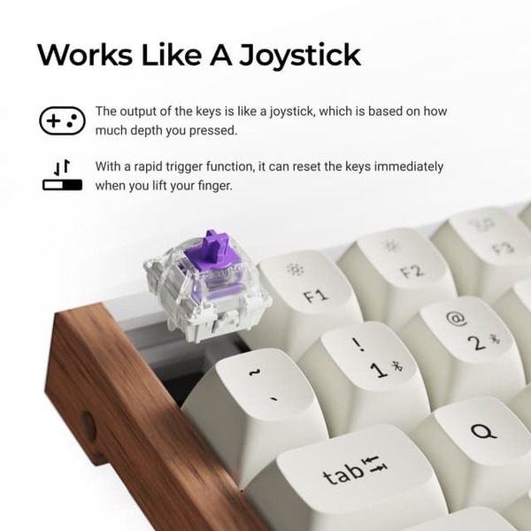 Keychron K2 HE SE -langaton mekaaninen pelin&auml;pp&auml;imist&ouml;, Gateron Double-Rail Magnetic, valkoinen / vaalea puu