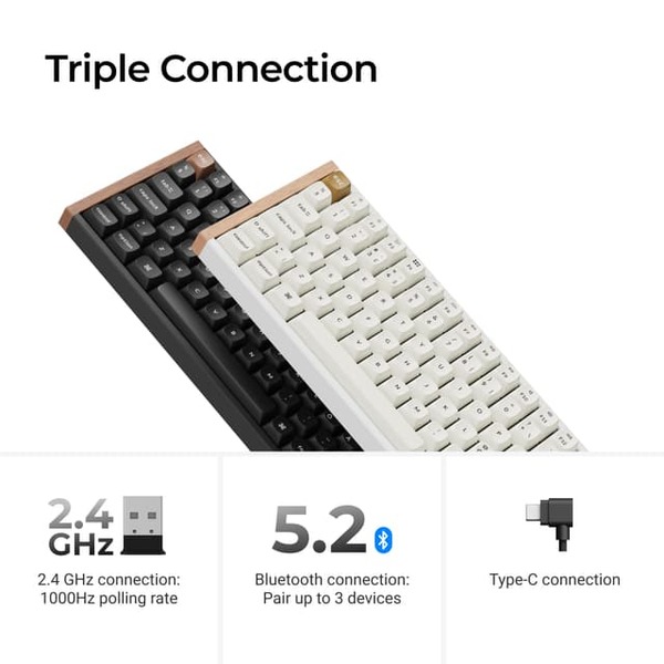 Keychron K2 HE SE -langaton mekaaninen pelin&auml;pp&auml;imist&ouml;, Gateron Double-Rail Magnetic, valkoinen / vaalea puu