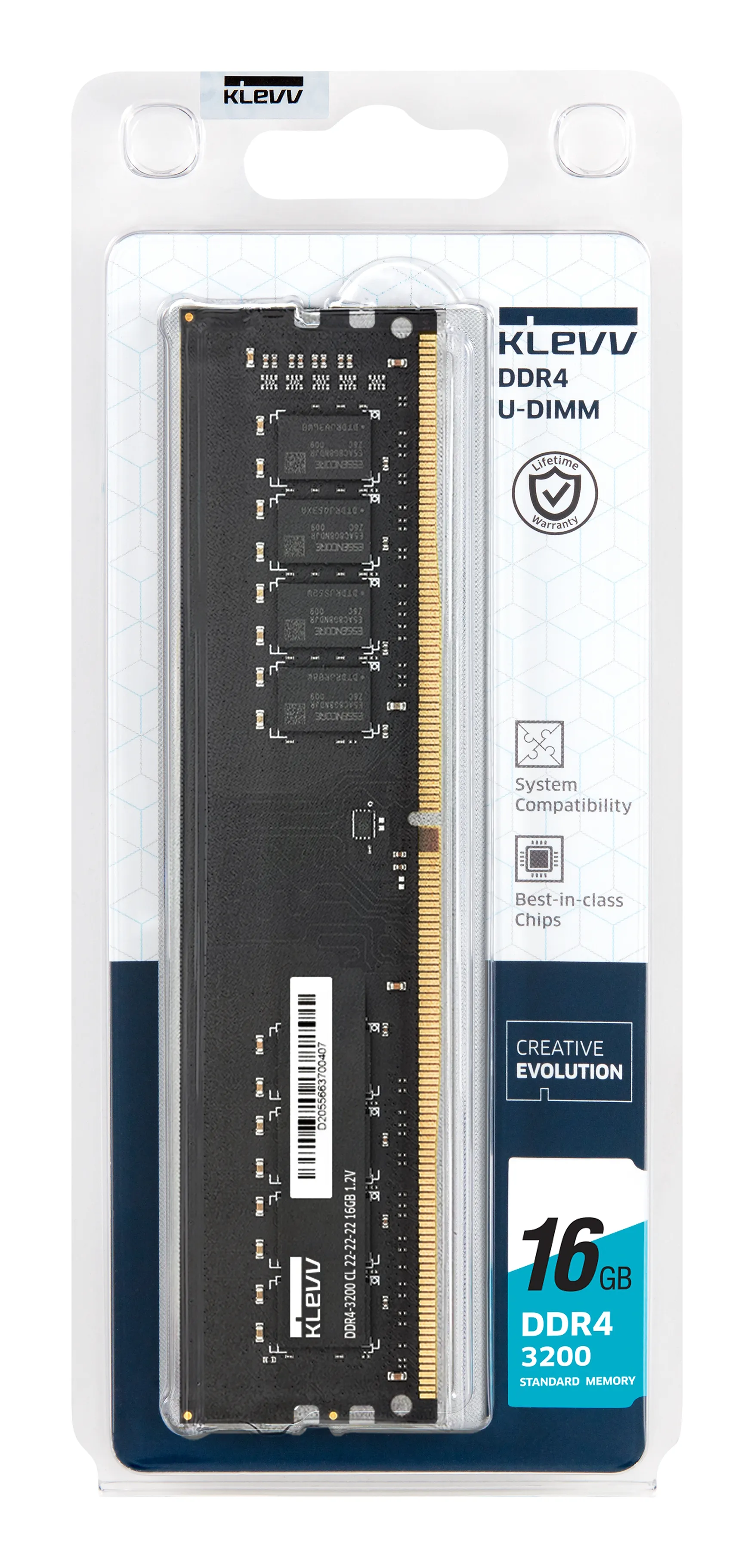 KLEVV 16 Gt (1 x 16 Gt) DDR4 3200 MHz, CL22 -muisti