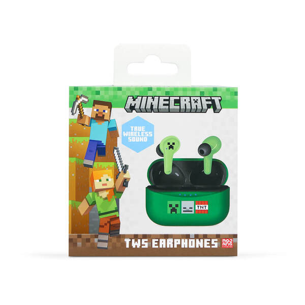 Minecraft Creeper TWS Slide Wireless Earbuds, Green