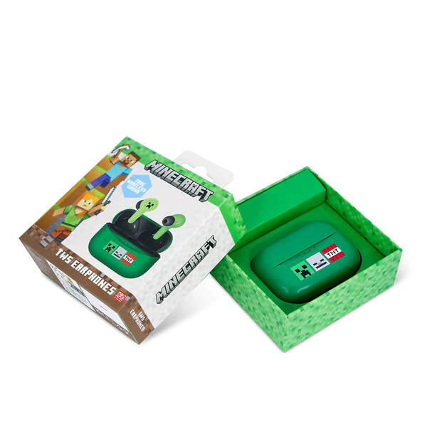 Minecraft Creeper TWS Slide Wireless Earbuds, Green