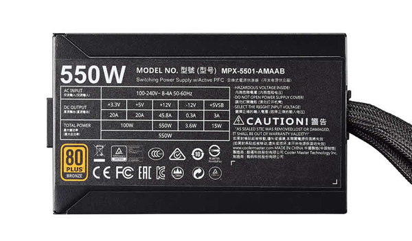 Cooler Master MasterWatt 550W - PSU, 80 Plus Bronze