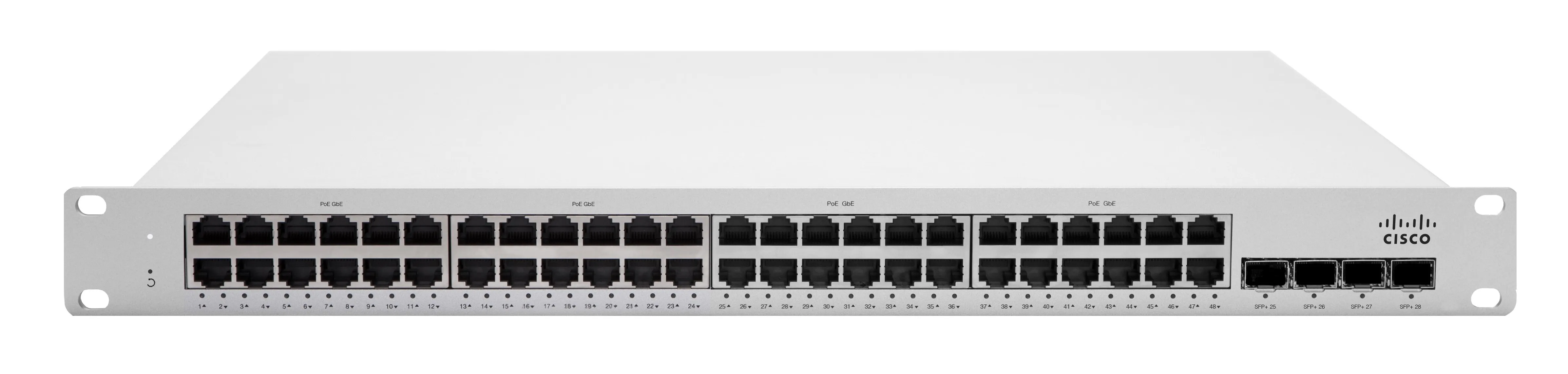 Cisco Meraki Cloud Managed MS225-48LP - Kytkin - Hallinnoitu - 48 x 10/100/1000 (PoE+) + 4 x 10 Gigabit SFP+ (maa-satelliittiyhteys) - r&auml;kkiin asennettava - PoE