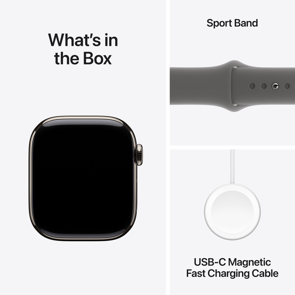 APPLE Watch Series 10 GPS + Cellular 42mm Natural Titanium Case with Stone Grey Sport Band - M/L