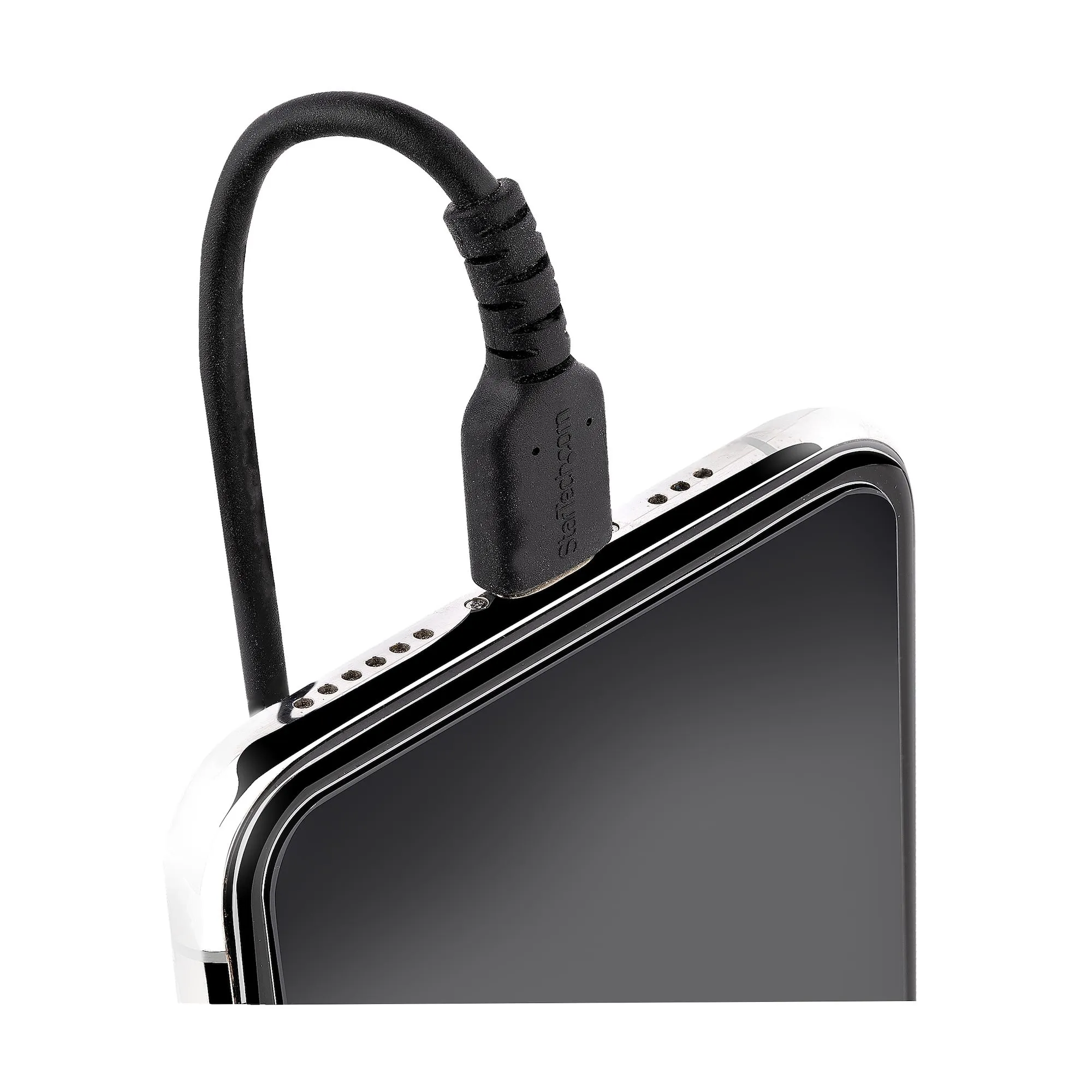 USB C TO LIGHTNING CABLE - 1M - (3.3FT) COILED CABLE BLACK