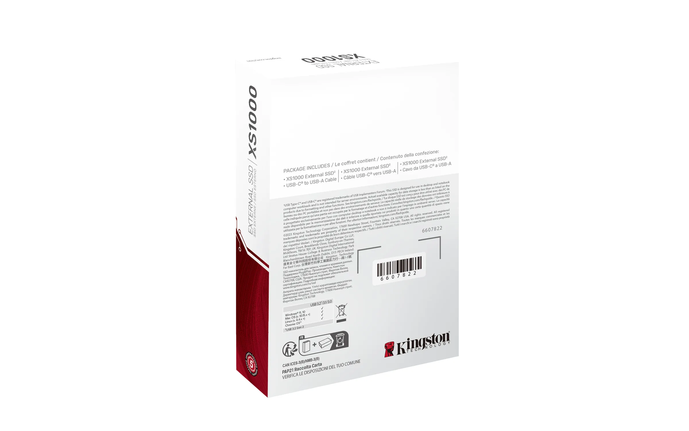 Kingston XS1000 2 TB USB-C - extern SSD, Svart