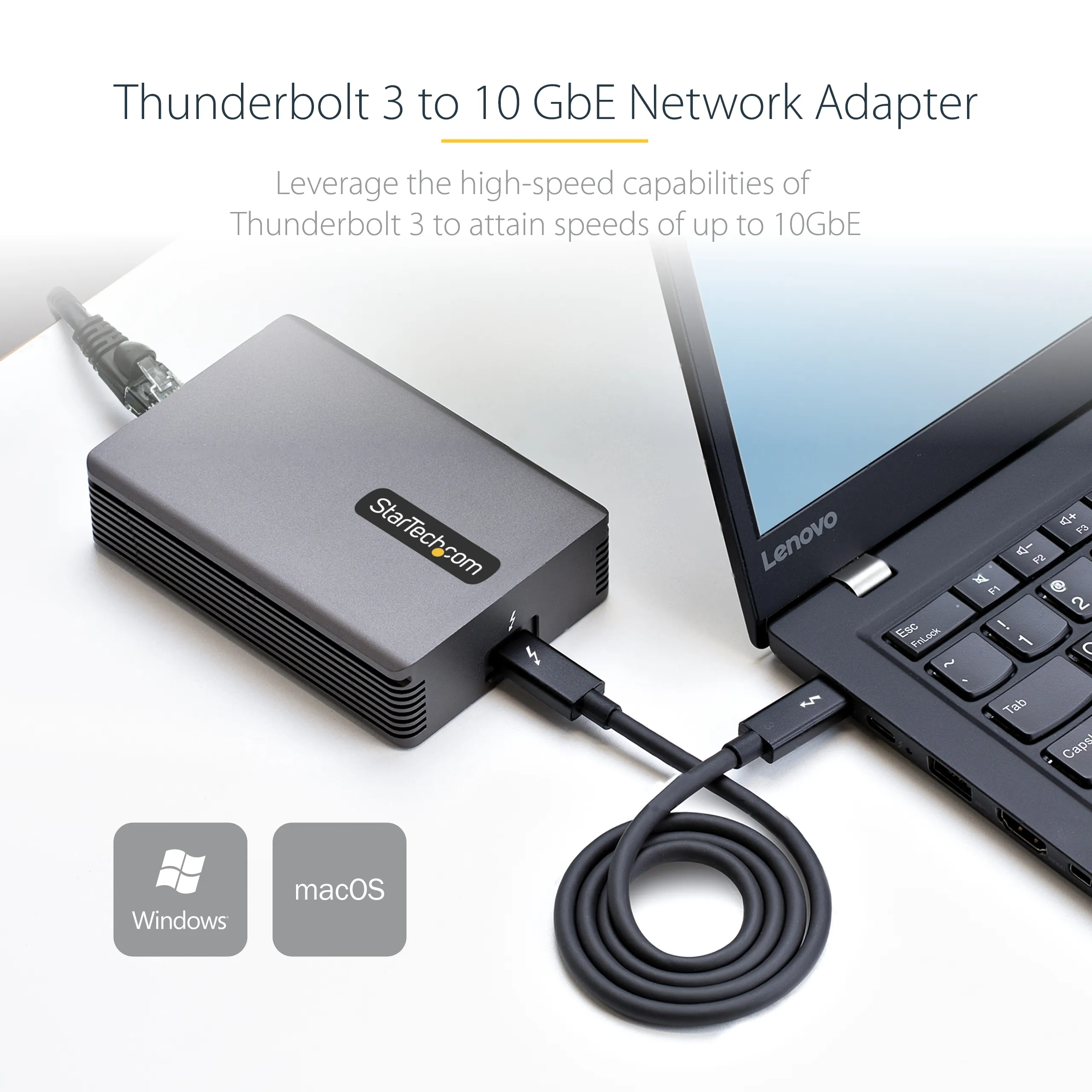 STARTECH.COM Thunderbolt 3 to Ethernet Adapter 10GbE Multi-Gigabit Thunderbolt 3 to RJ45 Network Adapter TB3/TB4 10GbE NIC