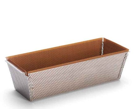 De Buyer Plumcake Forato rei'itetty leip&auml;vuoka ruostumaton ter&auml;s 26 cm hopea