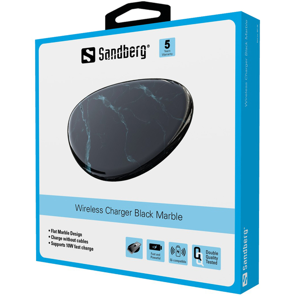 Sandberg Wireless Charger 10W, Black Marble