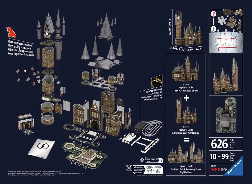 Ravensburger 3D Puzzle Harry Potter Hogwarts Castle - Astronomy Tower Night Edition