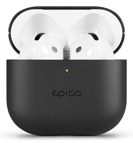 Epico Leather Case, AirPods (4th Gen) - fodral, Svart