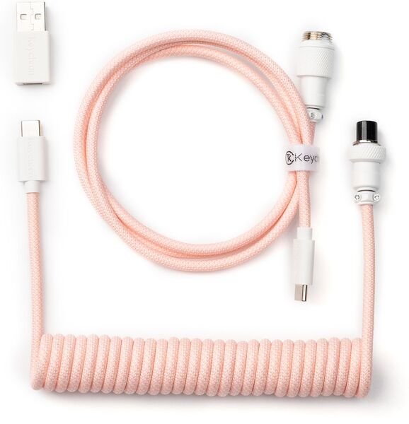 Keychron Coiled Aviator Cable -näppäimistön kierrekaapeli, vaaleanpunainen