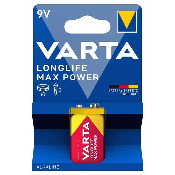 VARTA Longlife Max Power 9 volt - Alkaliskt batteri